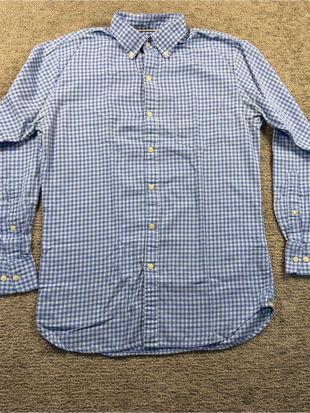 Peter Millar Sport Gingham Check Plaid Shirt Mens S Blue White Preppy Soft - Picture 3 of 10
